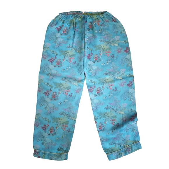 Vntg Peony Shanghai China Silk Jacquard 2pc Set XS Oriental Lounge Quietlux - Picture 12 of 16